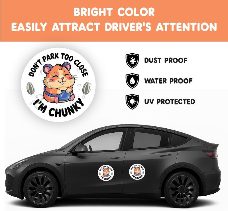 SOLMAY Don't Park Too Close, I'm Chunky! Hamster Car Magnet Funny - 5" Cute & Hilarious Car Accessory - Durable, Weatherproof Bumper Sticker - Funny Driving Gift. - Image 4